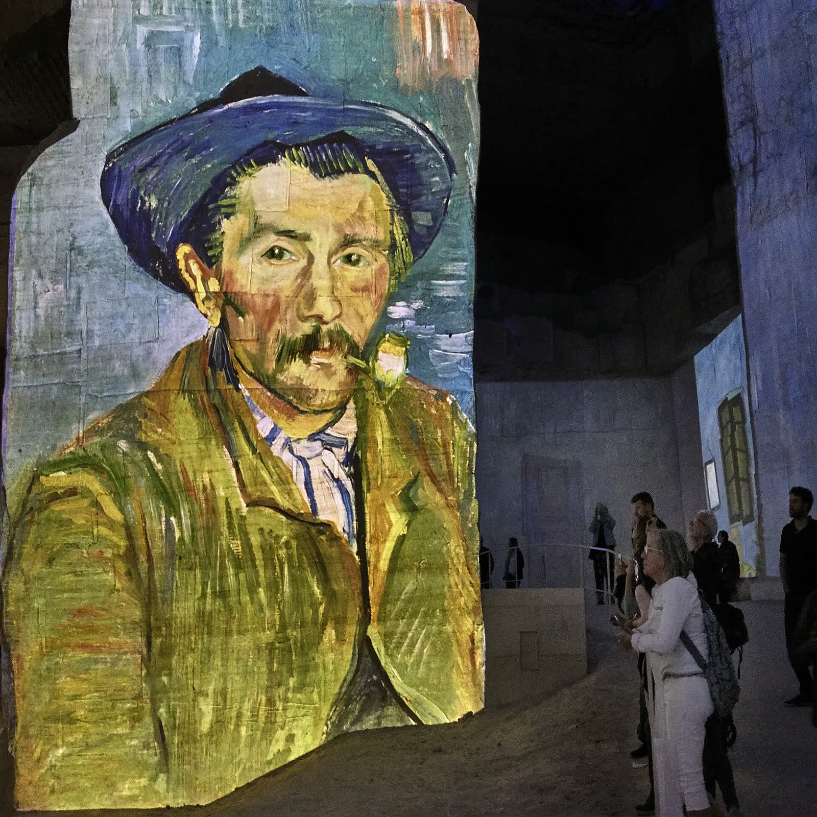 Van Gogh's paintings projected on the stone walls of the Carrières de Lumières quarry at Les Baux-de-Provence, 2019
