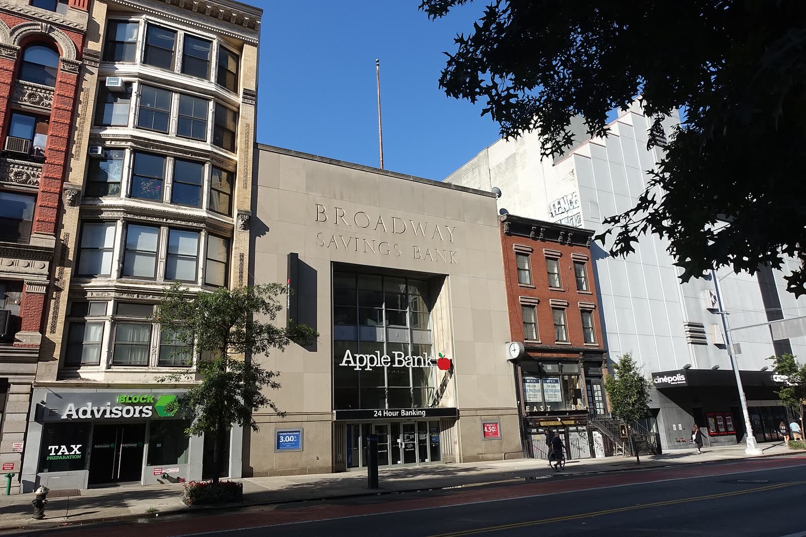 The former Broadway Savings Bank building at the corner of West 23rd Street and Eighth Avenue in Chelsea