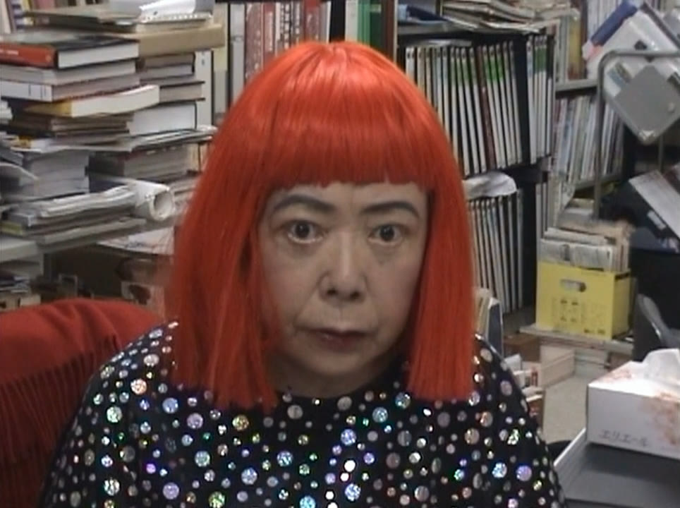 Portrait of the Japanese artist Yayoi Kusama in 2005, taken from a video still
